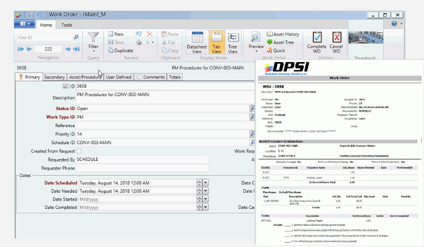 screenshot of iMaint EAM